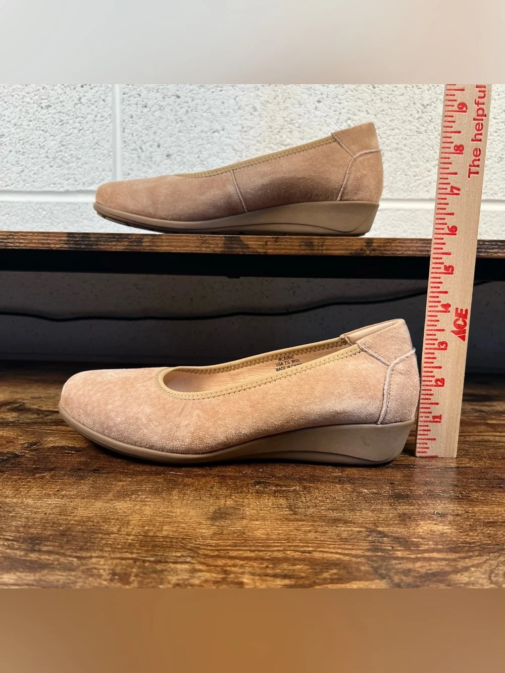 Propet Shoes Slip On Beige Suede Yara Wedge Heel Loafer Casual womens 7.5 Wide